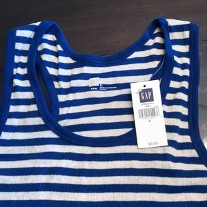 GAP Blue Striped White Tank Top (New) Large